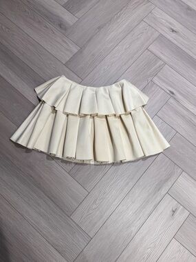 ASOS Cream Tiered Pleated Mini Skirt